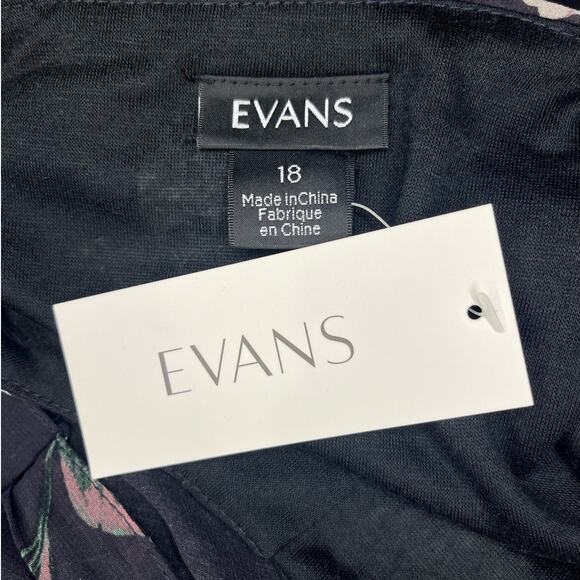 Evan Black Floral Midi Dress Size 18 Ruffle Sleeve NWT‎ High-Lo - Picture 8 of 8